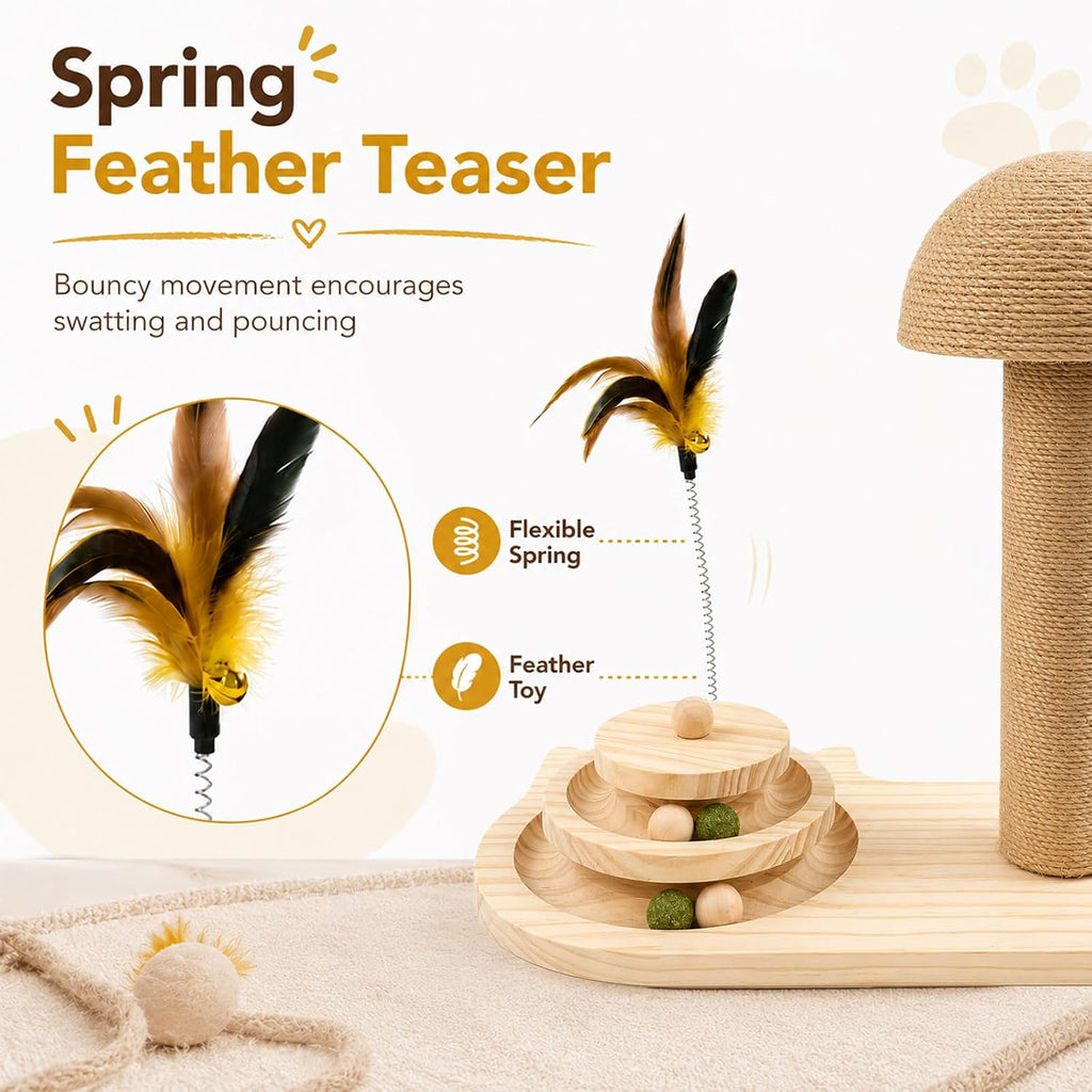 Kitten Scratching Post for Indoor Cats with 2-Level Ball Track