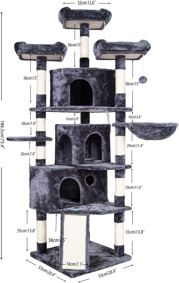 Hey-brother XL Cat Tree, 73.4 inch Cat Tower - Image 7