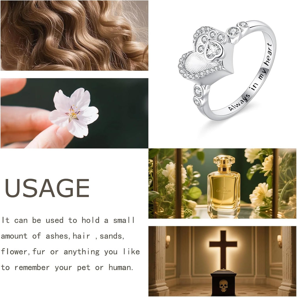 Urn Ring for Ashes Sterling Silver Urn Ring Keepsake Memorial Jewelry Gifts for Women