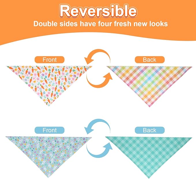 Easter Dog Bandana XLarge 2PCS, Colorful Scarf - Image 6