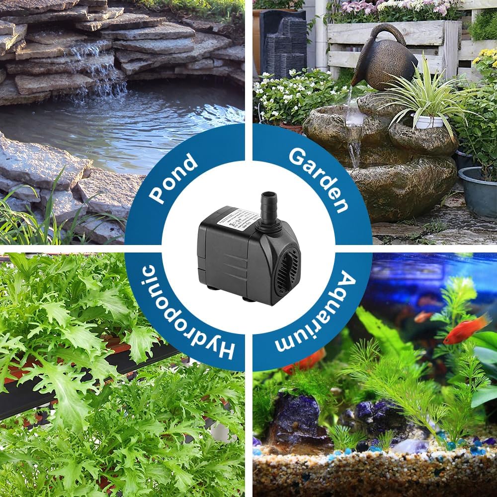 400GPH Quiet Submersible Water Pump for Aquariums Fountains with 3 Nozzles