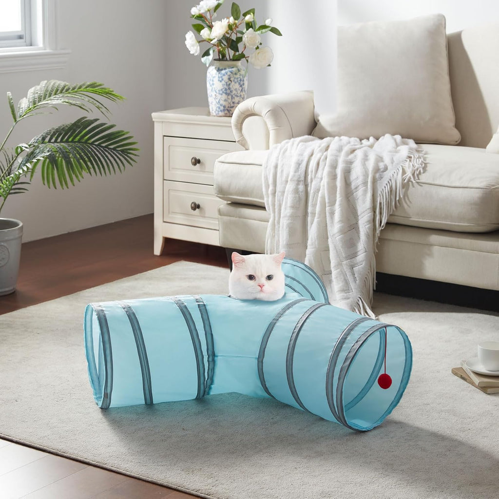 Cat Tunnels for Indoor Cats 3 Way Play Toy Kitty Tunnel Peek Hole Toy with Ball for Cat Tube Fun for Rabbits Kittens and Dogs