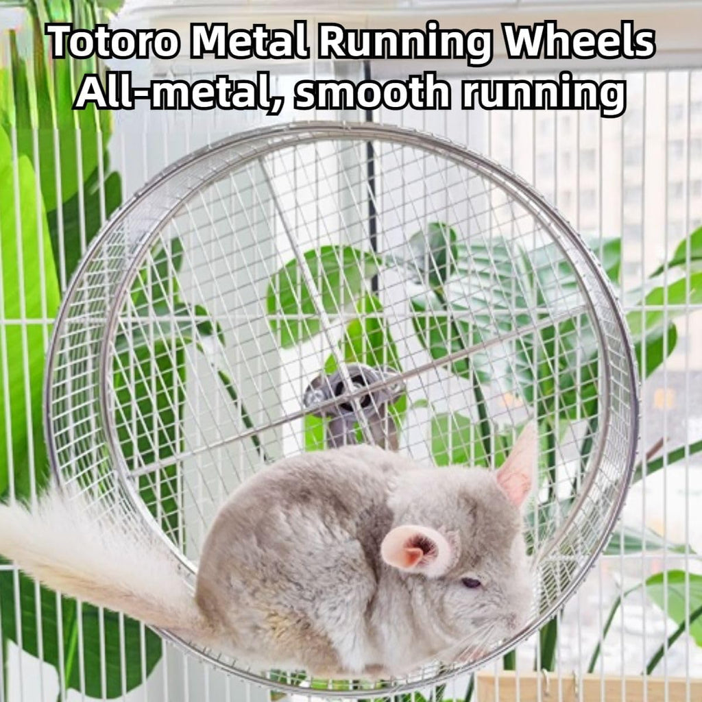 Large Stainless Steel 11.81''L x 3.94''W x 11.81''H Silent Running Wheel for Chinchilla, Toys for Cage, Super Mute Spinner Exercise Running Wheel for Gerbils, Rat, Mice