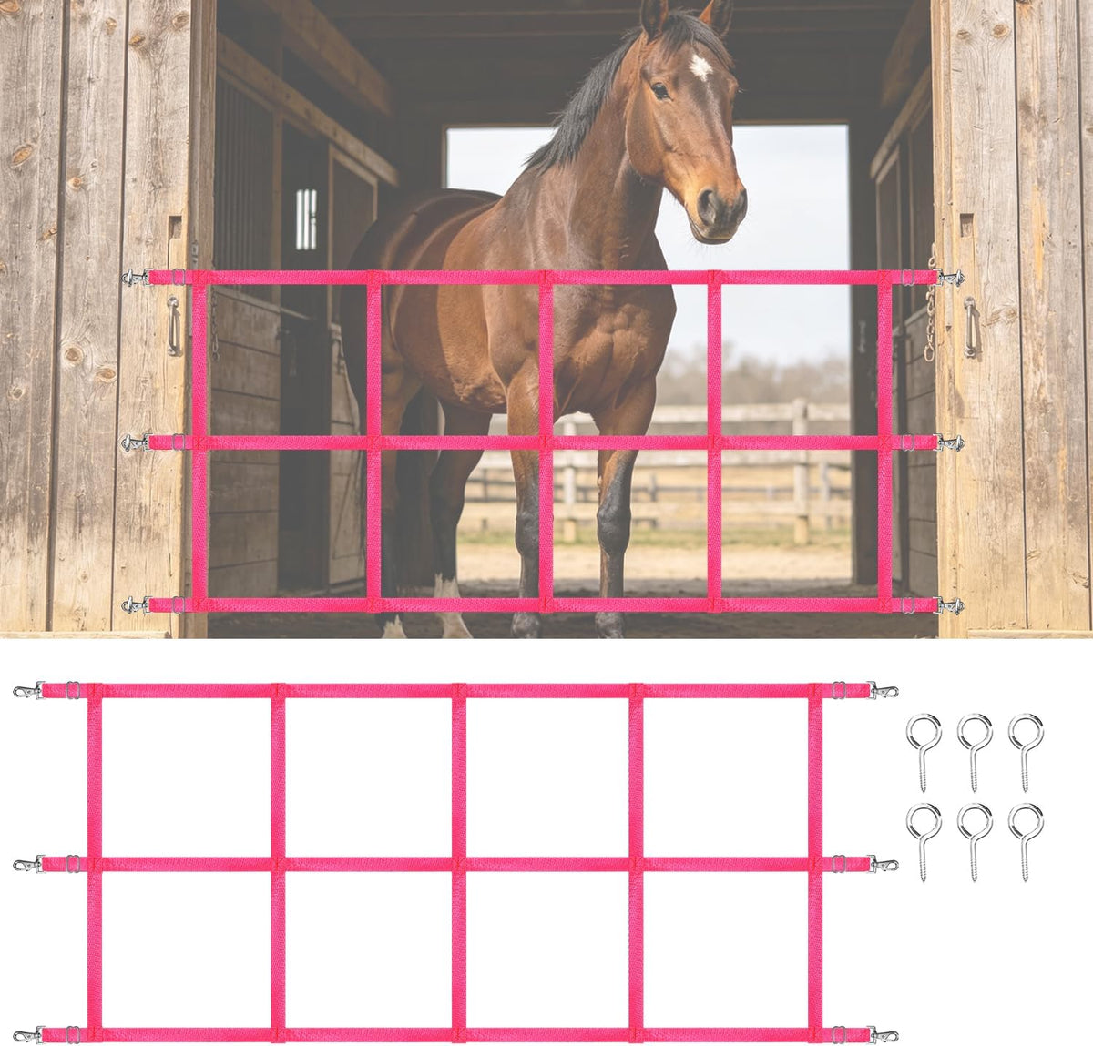 48" x 20" Stall Guards for Horses with Adjustable Straps and Hardware (Pink)
