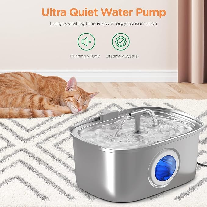 Cat Water Fountain Stainless Steel: 108oz/3.2L Cat Fountain - Image 5