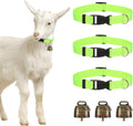 M METERXITY 3-Pack Goat Collars with Bells Polyester Green