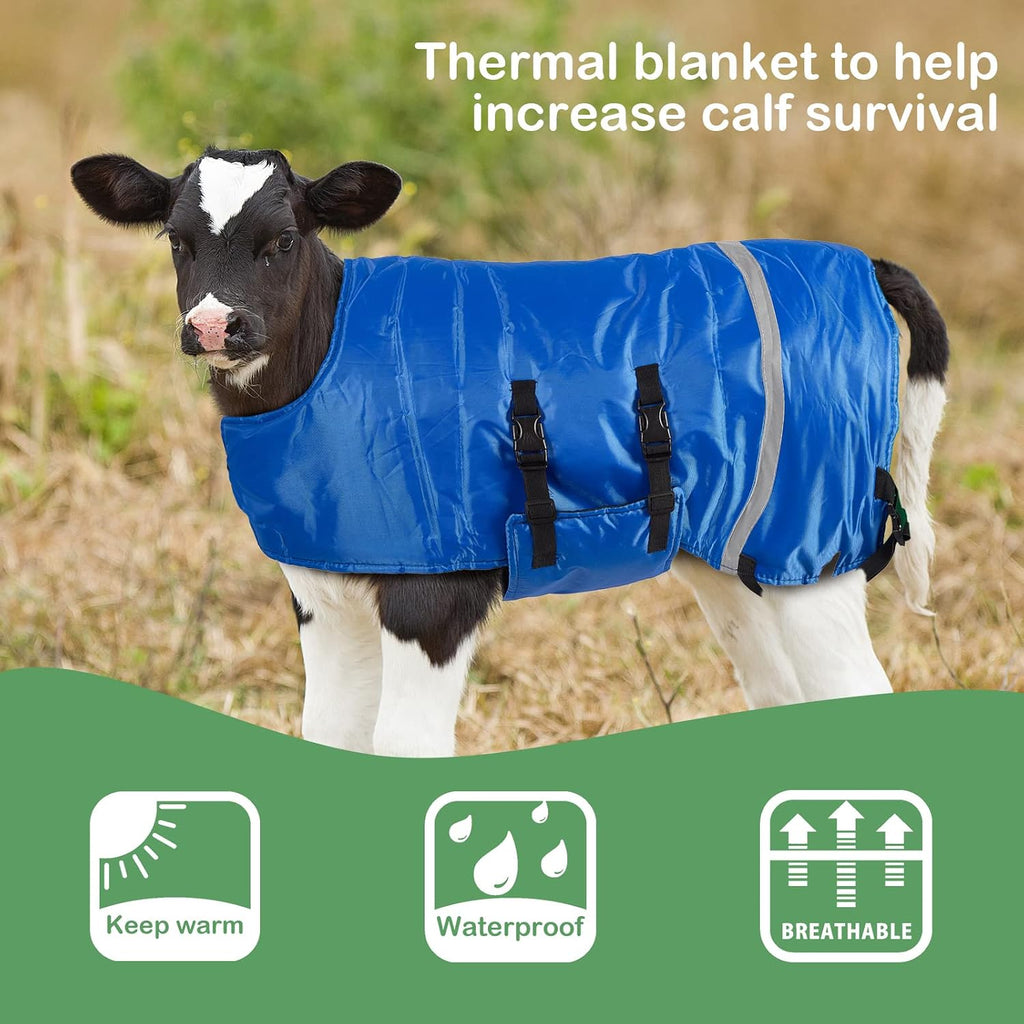 4 Pcs Calf Blanket Coat Jacket Waterproof Windproof Warm, Blue