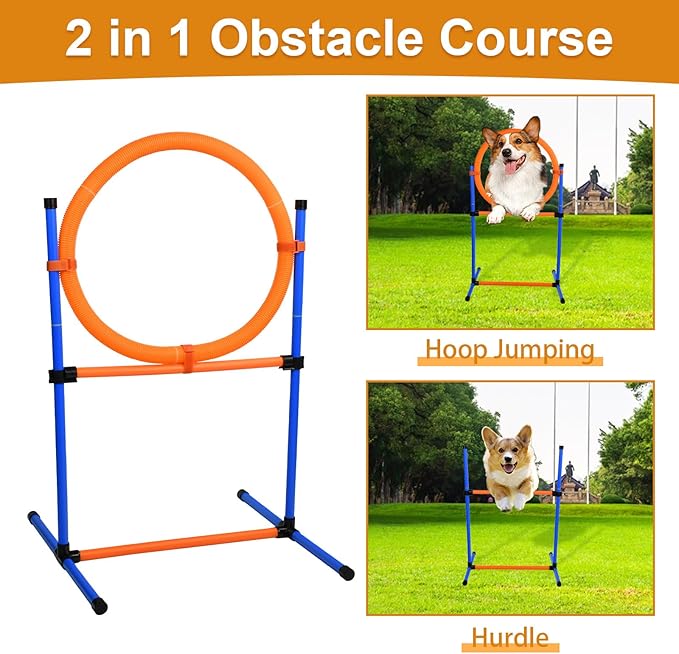 Dog Agility Equipment, 2 in 1 Dog Obstacle Course Training Starter Kit - Image 2