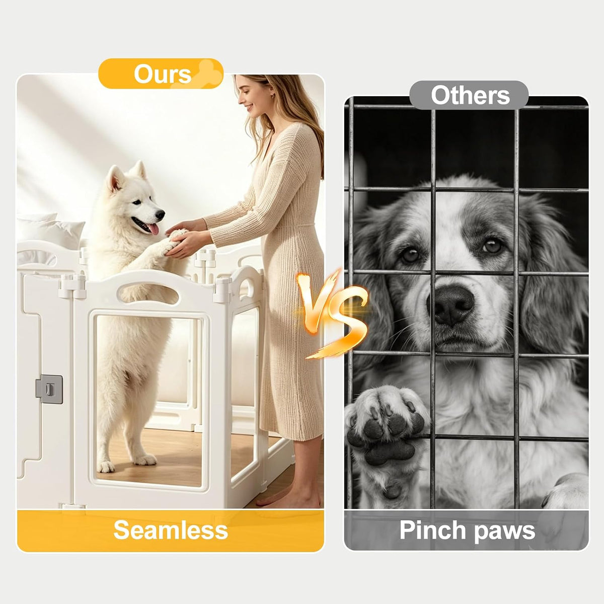 Foldable Clear Acrylic Dog Playpen with Door, 23.6" Acrylic Puppy Playpen, Easy Assemble Indoor Pet Fence with White Frame, Clear Dog Playpen for Puppies & Animal (White, 23.6‘H, 16 Panels + 1 Door)