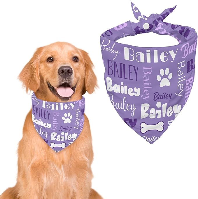 Personalized Dog Bandanas Custom Neckwear Name Button Anti-loosening Dog Scarf by Unknown