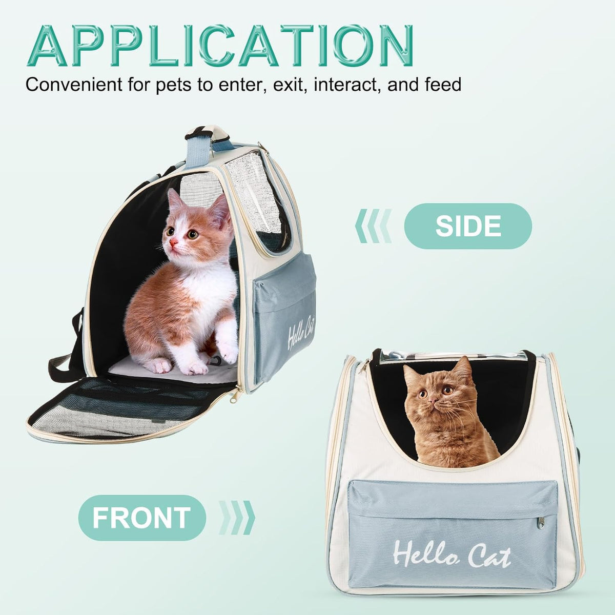 Cat Backpack Carrier, Large Space & Breathable, Ventilated Mesh Design Pet Backpack for Cats or Small Dogs, Intended for Hiking/Camping/Traveling (Blue, 14.6"x9.8"x13.4")