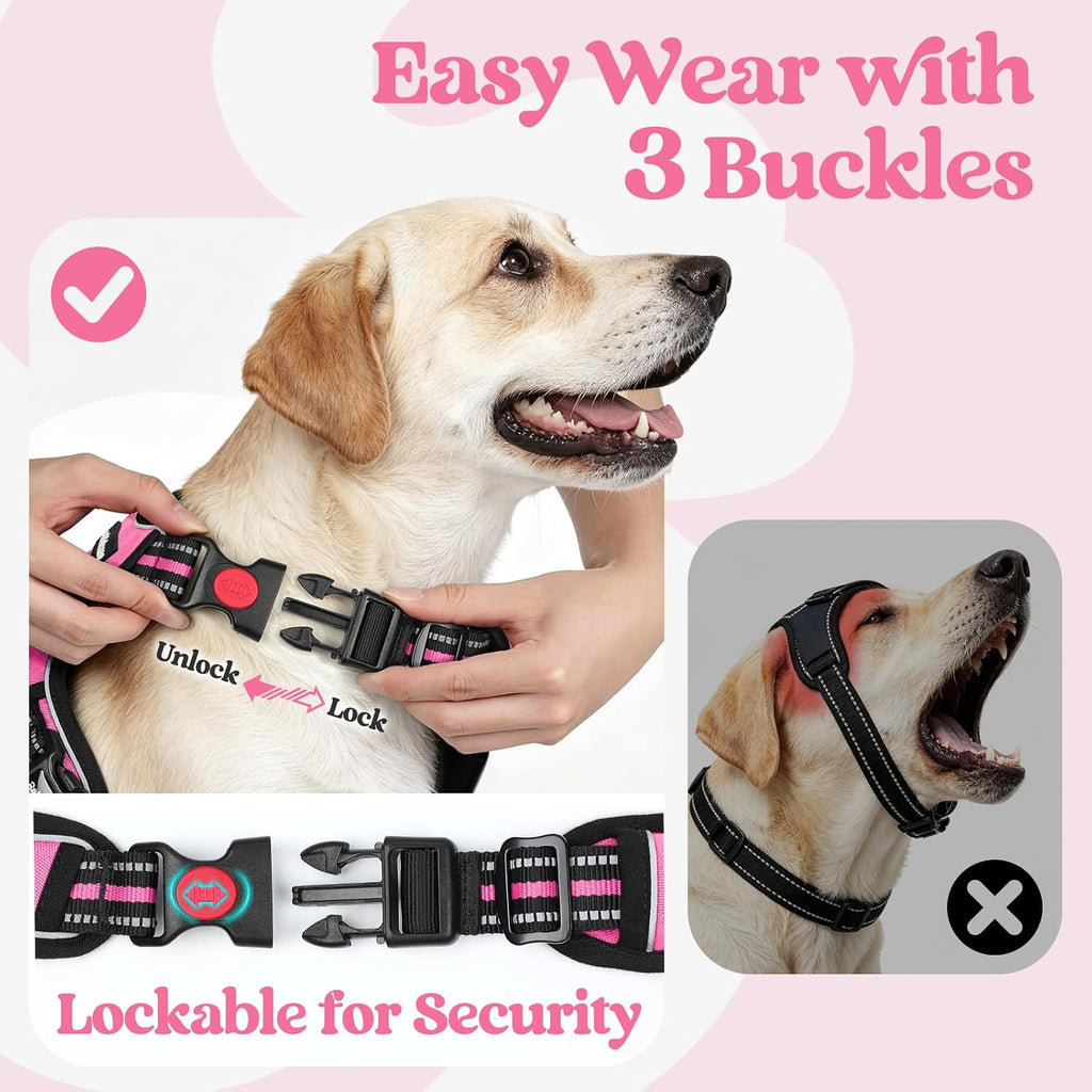 rabbitgoo Dog Harness for Large, Updated Easy On & Off with 3 Buckles