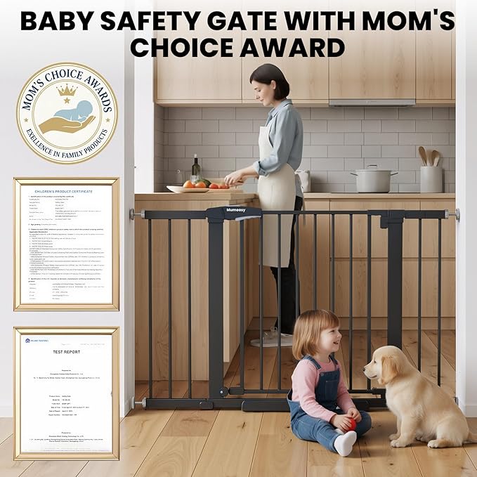 29.7-46" Extra Wide Baby Gate for Stairs, Pressure Mounted Dog Gate Indoor for - Image 2