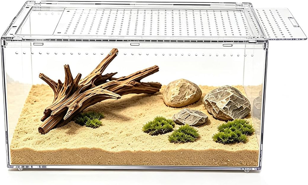 【No Assembly】 Reptile Tank Enclosure with Magnetic Button.12" * 8" * 6" Thicken Snake Enclosure Cage,Batch Stackable Reptile Breeding Tank for Insect,Fish,Tarantula,Hermit Crab,Jumping Spider