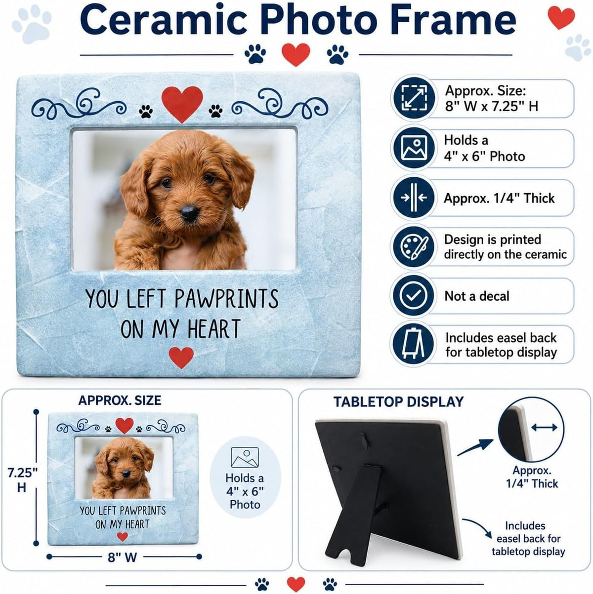 BANBERRY DESIGNS Pet Memorial Picture Frame for Dog or Cat