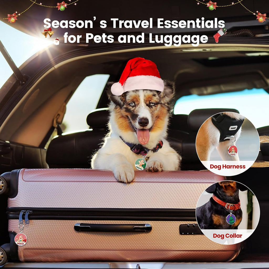 Holiday QR Code Dog ID Tag for Dogs, Christmas Pet Collar Charm, Scan QR for Instant Contact Info & Location Alerts, No Battery, No Monthly Fee