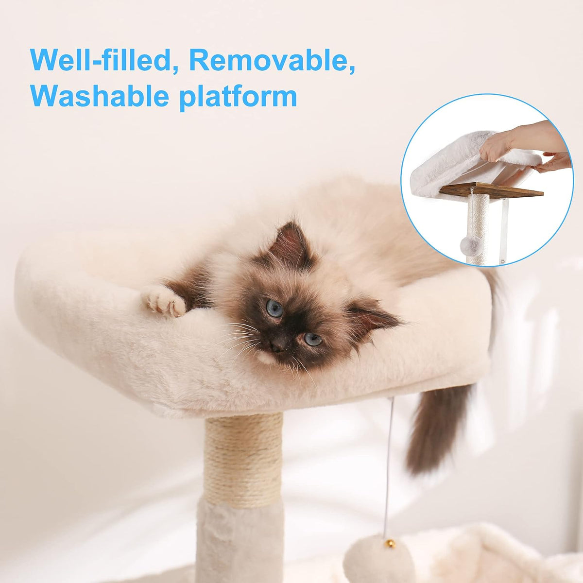 Hey-brother Cat Tree Tower, Litter Box Enclosure, Food Station, MPJ100SG
