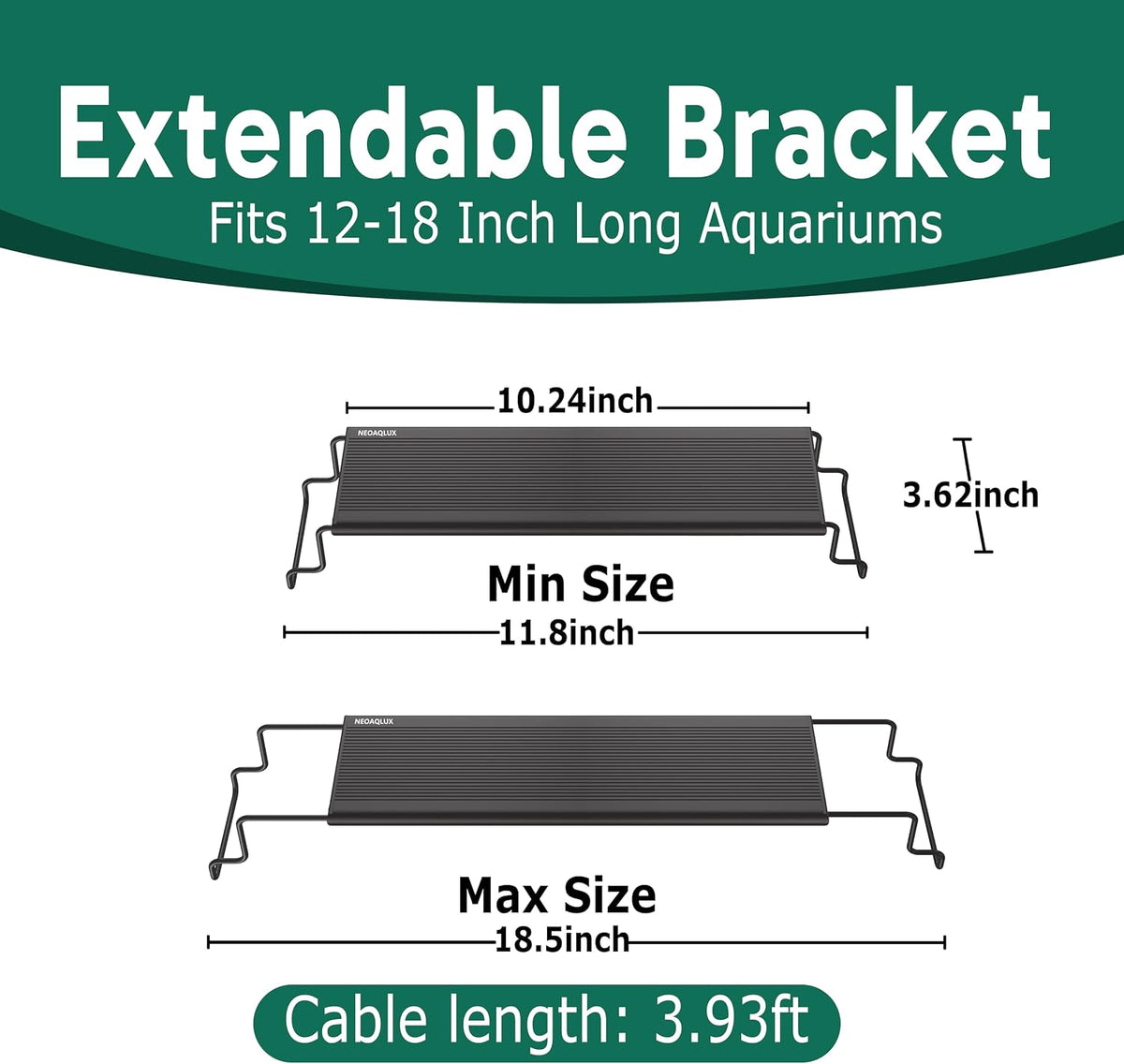 24/7 LED Aquarium Light for 12-18 Inch Plant & Fish Tank, 12-Color & Gradient & Full Spectrum with Auto On/Off, Brightness, Sunrise-Daylight-Moonlight, Extendable Brackets for Freshwater IP68