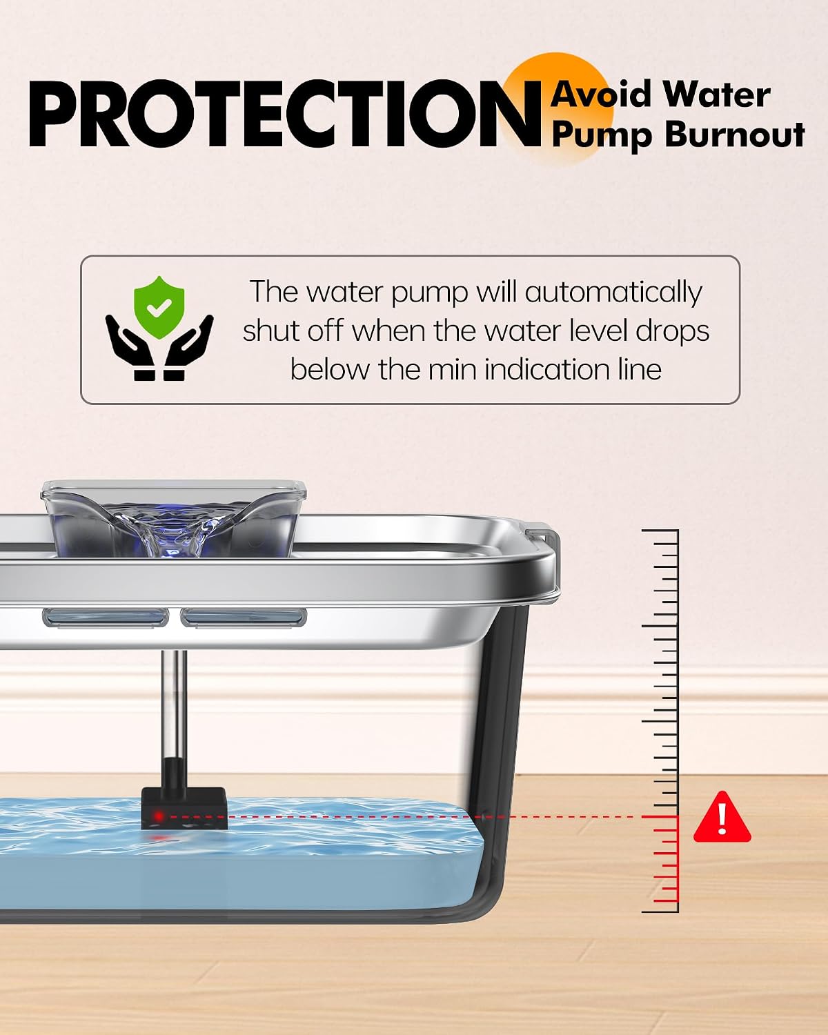 PETIMI Cat & Dog Water Fountain, 2 Gallon 304 Food Grade Stainless Steel Pet Water Fountain, Ultra Quiet Dog Water Bowl Dispenser, Safety Lock, Smart Water Pump Protection