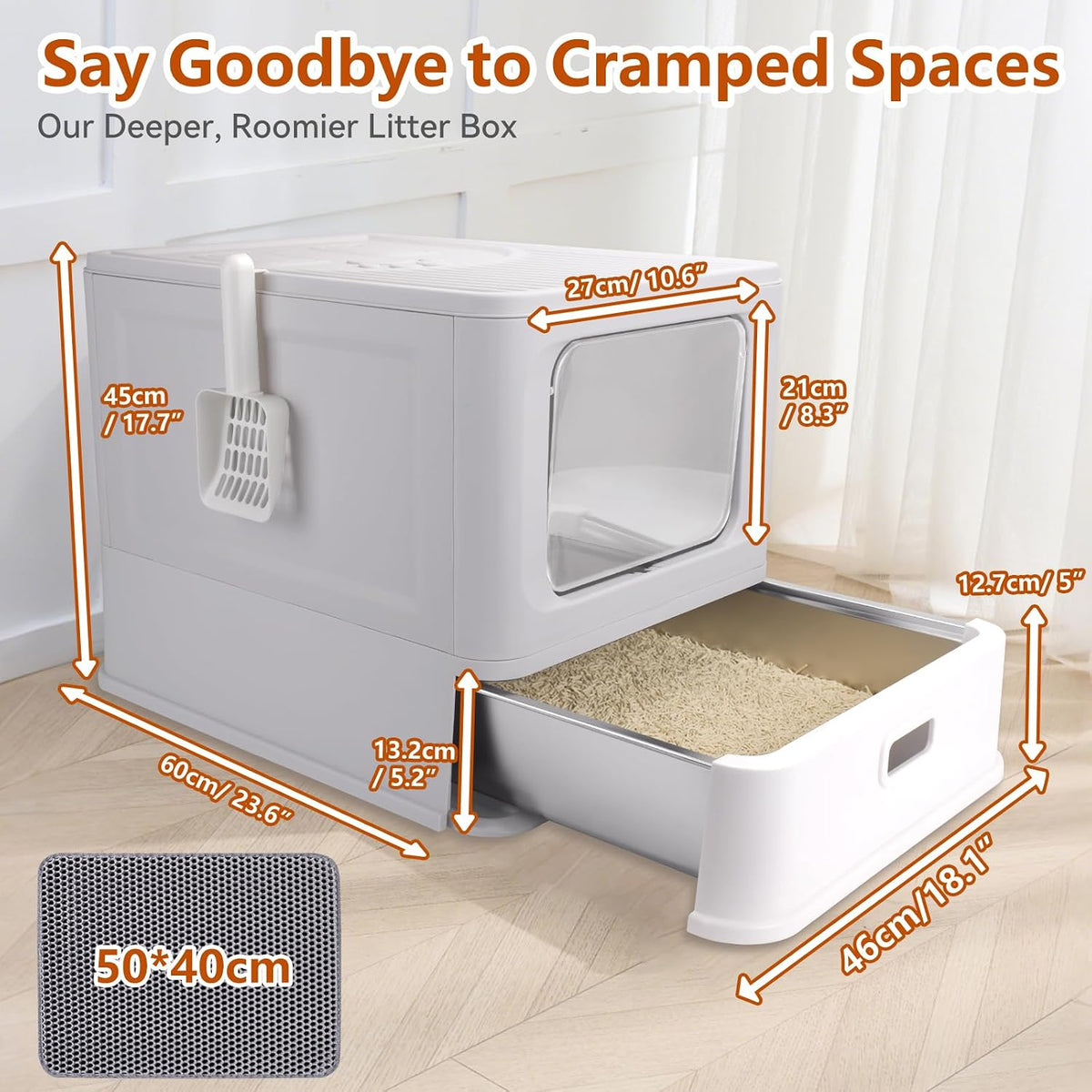 Enclosed Stainless Steel Cat Litter Boxes with Lid