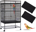 Daoeny 2PCS Bird Cage Seed Catcher, Large Bird Cage Cover, Adjustable Soft Airy Nylon Mesh, Birdcage Cover Skirt Seed Guard for Parrot Parakeet Macaw Round Square Cages (Black & Black)
