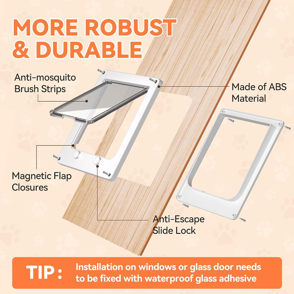 LIBBEPET Thin Interior Cat Door, 4 Way Locking Flap for Cats ≤18 lbs, Large