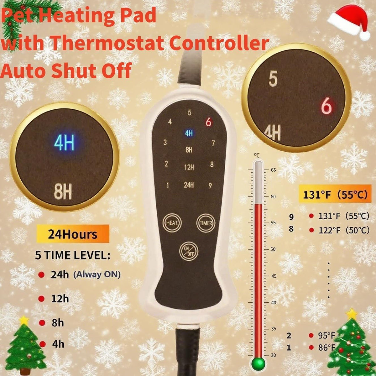 Puppy Heating Pad for Whelping New Born Dog Heated Bed,Heated Puppies Bed,Pet Heated Cat Bed,4 Auto Shut Off Timer,9 Level Heater Large 34x21 in