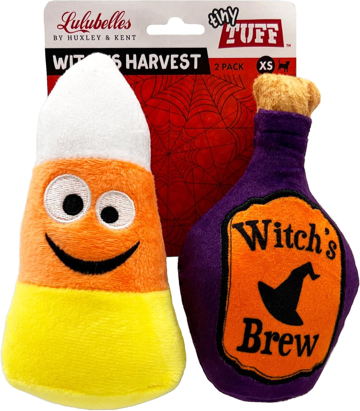 Huxley & Kent Tiny Tuff Plush Dog Toy, Witch's Harvest (2 Pack)