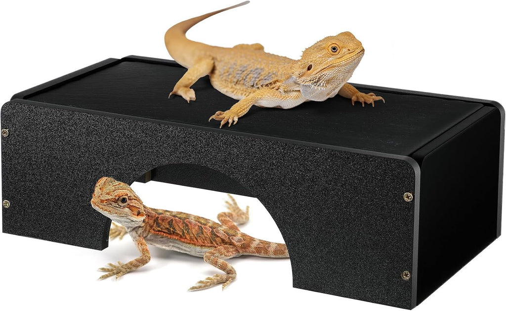 Weysat Large Bearded Dragon Basking Platform Reptile Hide Cave, 12.6x7x3 in