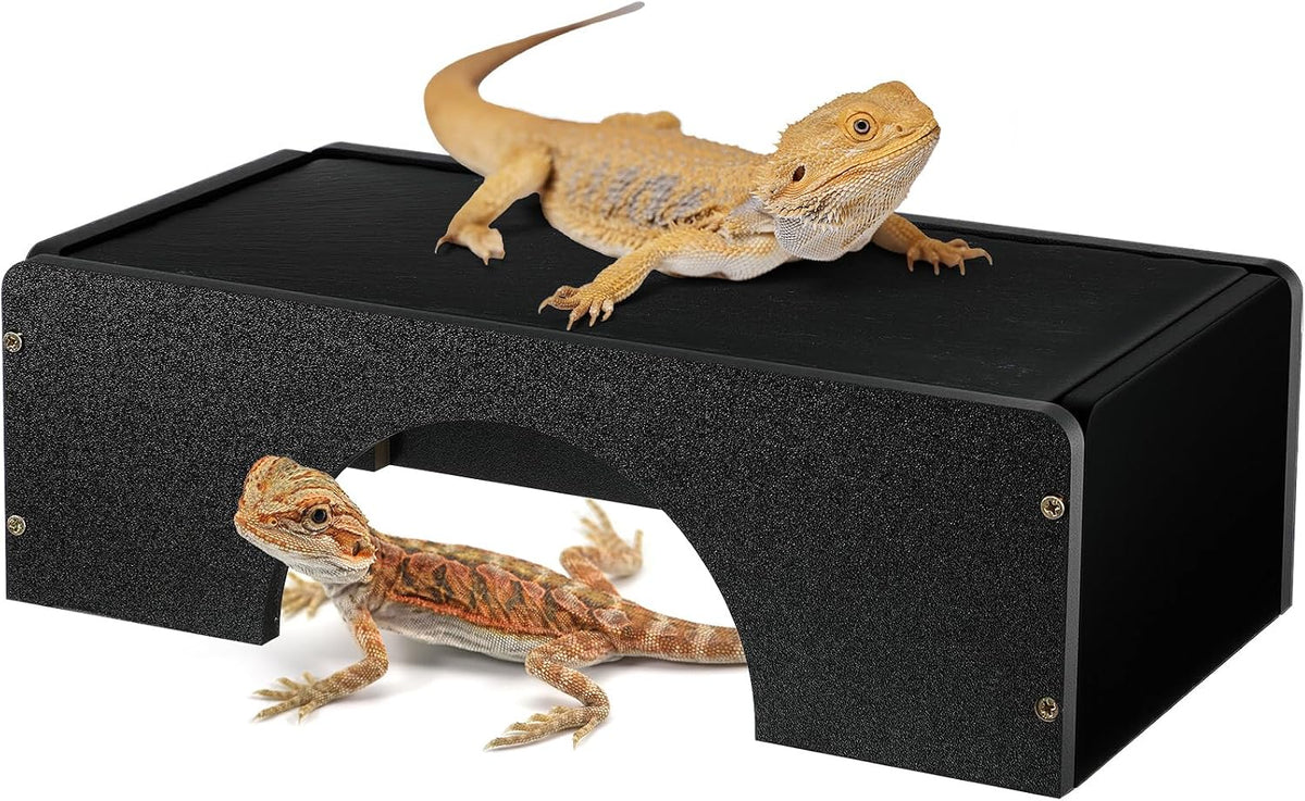 Weysat Large Bearded Dragon Basking Platform Reptile Hide Cave, 12.6x7x3 in