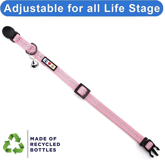 Pawtitas Recycled Pink Reflective Cat Collar – Eco-Friendly Breakaway Safety - Image 5