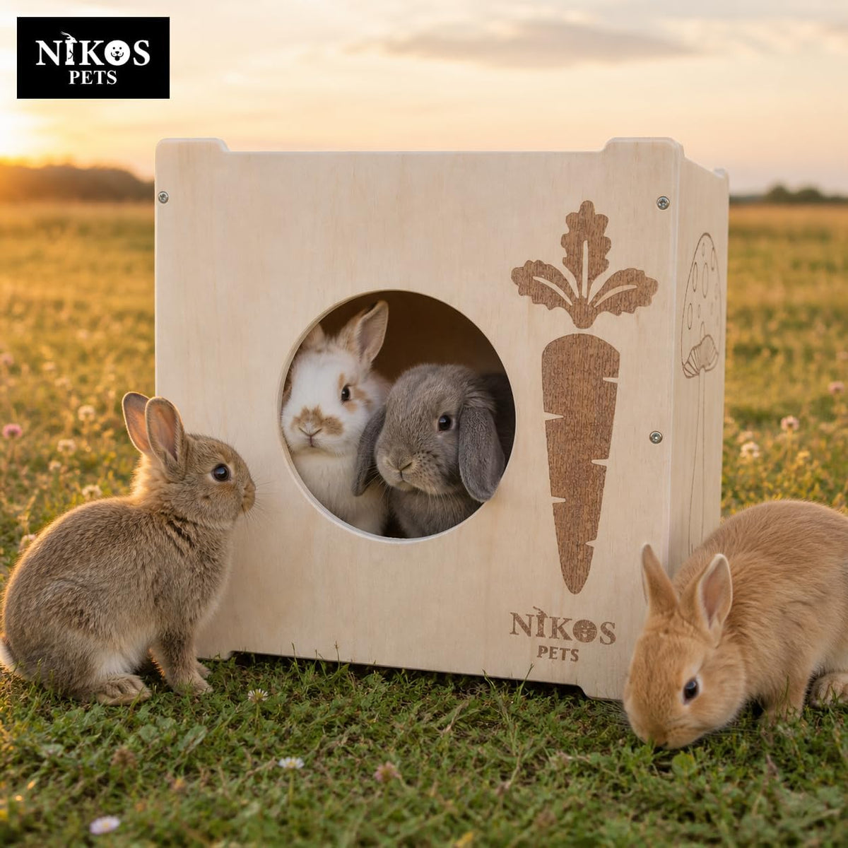 Wooden Rabbit Hideout, Rabbit Bed, Bunny Hideout, Indoor House, Outdoor Hut