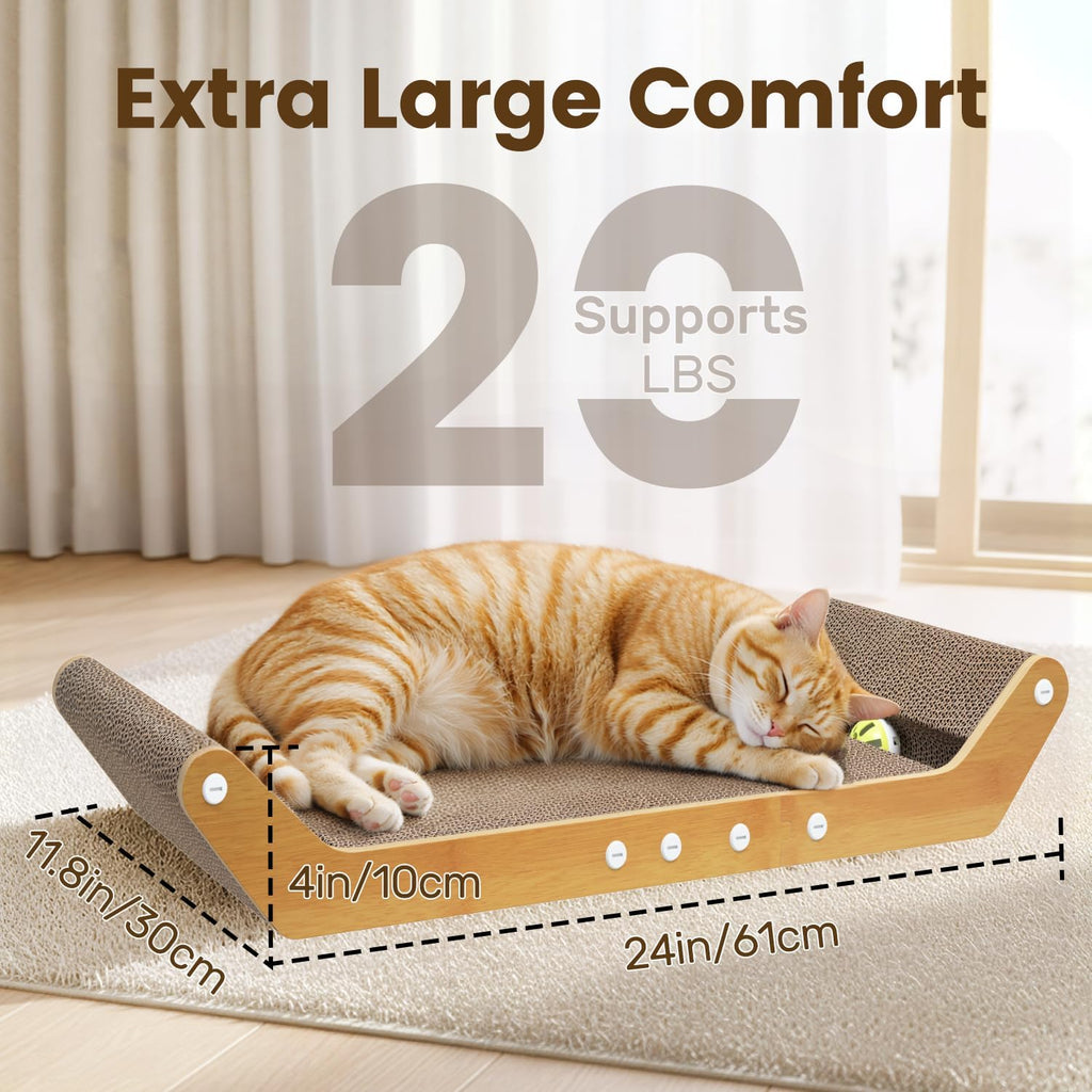 Cat Scratching Board Pad 24" Large Horizontal Bed with Ball Track
