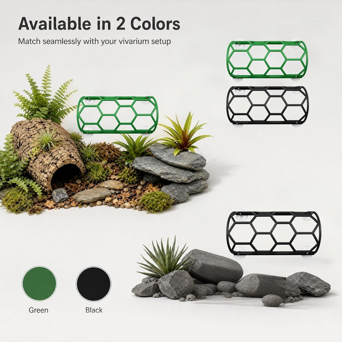 2 Pack Reptile Honeycomb Climbing Shelf, Green & Black