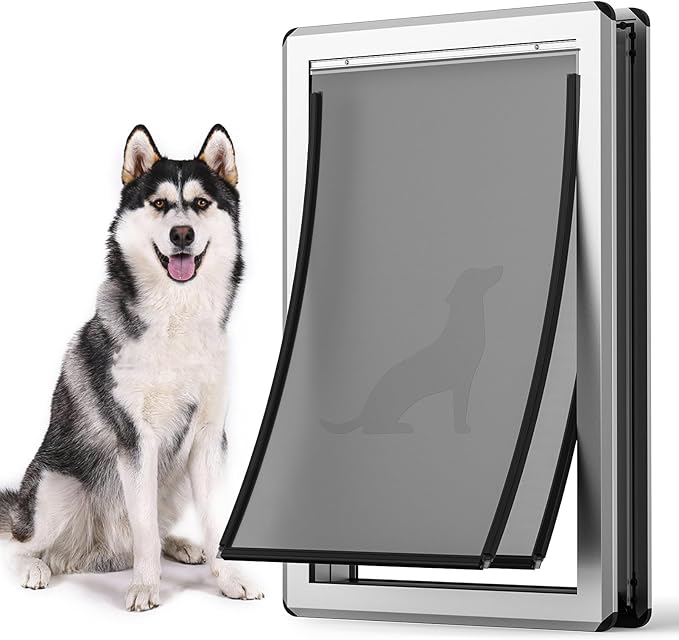 Aluminum XL Dog Door for Door, Open Size:24.4" H x 13.8'', Heavy Duty Doggy Door by LockOutWorriesLetFreedom