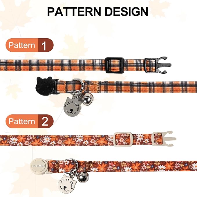 Lionet Paws 2pcs Pack Halloween Cat Collar, Cute Adjustable Cat Kitten Collar - Image 2