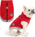 Mihachi Dog Fleece Vest Sweater Zip Up Warm Pullover Step-in Dog Jacket with Dual D-Ring Leash, Winter Cold Weather Reflective Coat Clothes Hoodie for Small Medium Dogs Puppy Cat Boy Girl, Red S