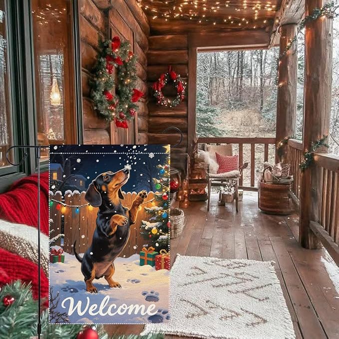 Dachshund Welcome Garden Flag 12x18 Inch Double Sided Christmas Burlap Yard - Image 5