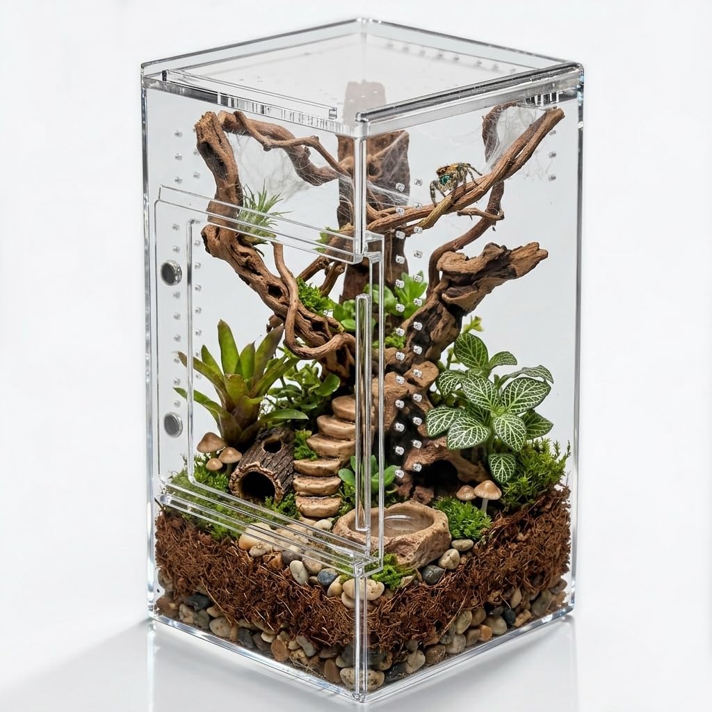 5x5x8 Acrylic Reptile Enclosure - Clear Small Pet Terrarium
