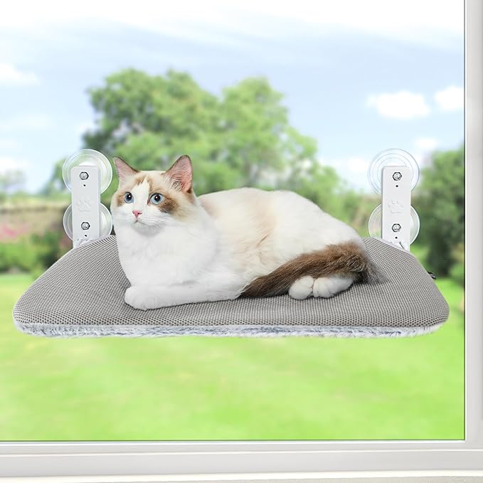 Sunhoo Cat Window Hammock Perch Cordless Perches Window Sill Seat Bed Foldable by Sunhoo