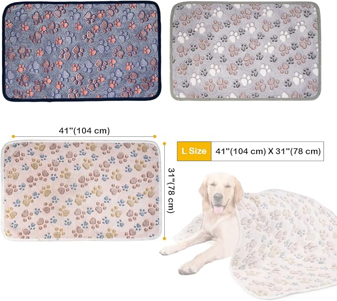 Dono 1 Pack 3 Dog Blankets, Soft Fluffy Fleece Pet Blanket Warm Sleep Mat Paw - Image 4