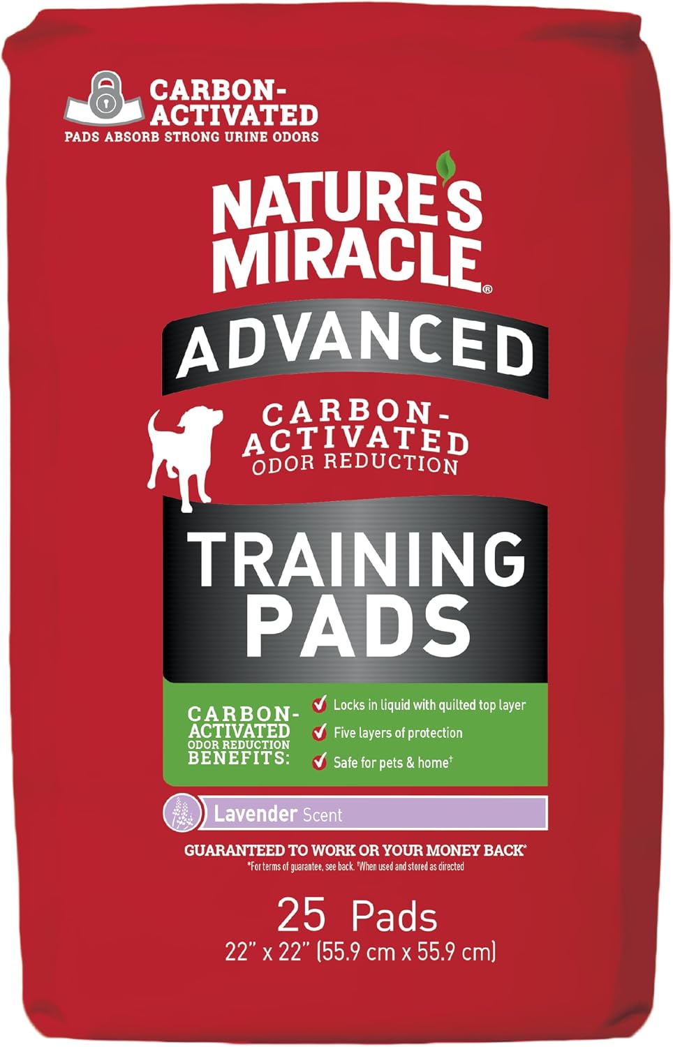 Nature's Miracle Advanced Dog Training Pads, Carbon Activated, 25 Count