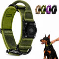 Tactical AirTag Dog Collar with Holder for Medium Large Dogs, Green, L