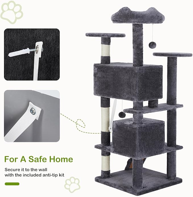 DUMOS 54-inch Indoor Cat Tree Tower –Multi-Level Pet House - Image 5