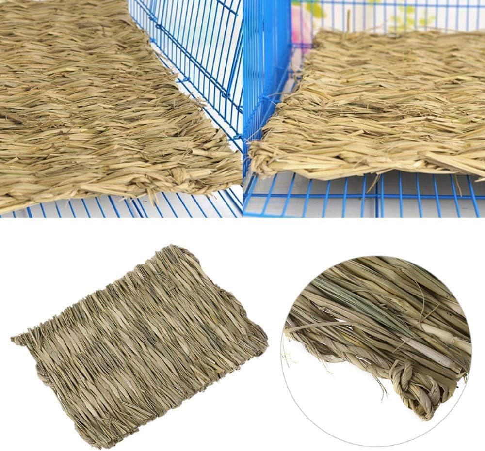 Hamiledyi 15 Pack Rabbit Grass Mat Natural Woven Bed Mat for Bunny Bedding