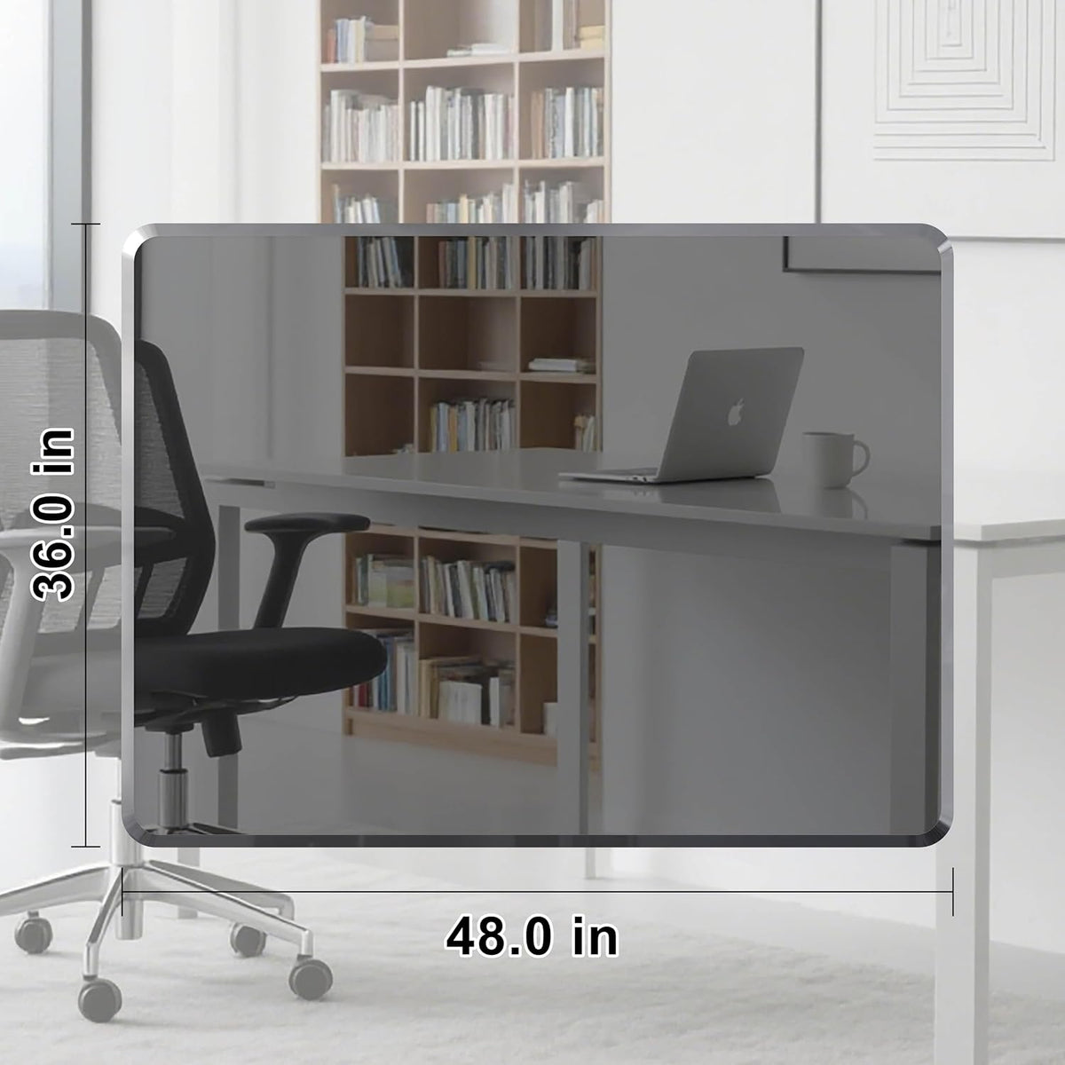 MESAILUP Beveled Edge Office Chair Mat for Carpet or Hardwood Floor Crystal Gray 36" x 48" Clear Chair Mats for Easy Roll On/Off, Hard Heavy Duty and Non-Slip Pad Floor Ultimate Desk Chair Mat