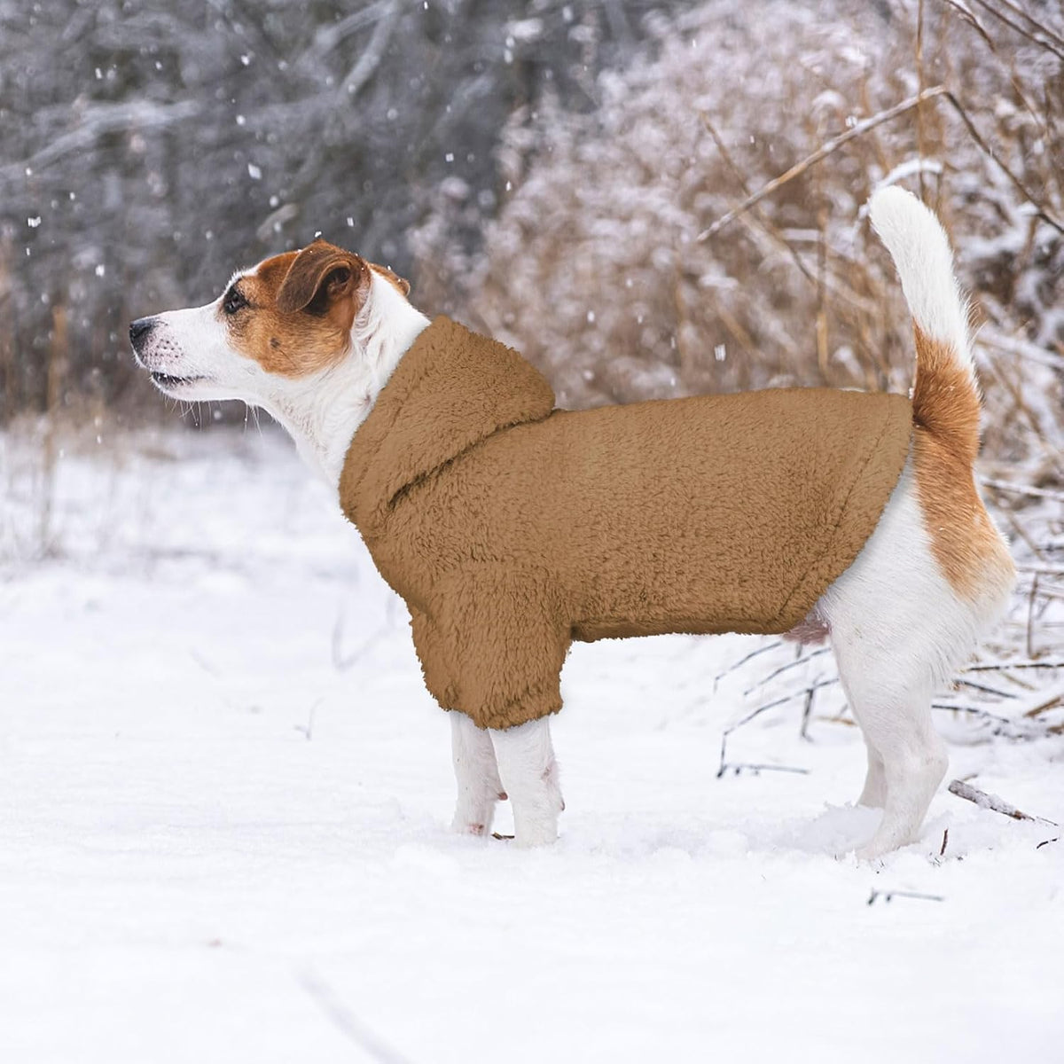 Fuzzy Dog Sweaters for Large Dogs Pet Hoodie Clothes Warm Soft Pet Coats Hooded Sweatshirt Dog Hoodie for Large Dogs(Coffee-L)