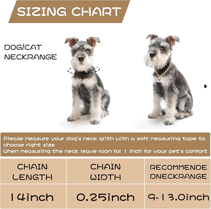 HOWWFALY Dog Collar and Cat Chain Necklace Stainless Steel Adjustable 18K Gold - Image 3