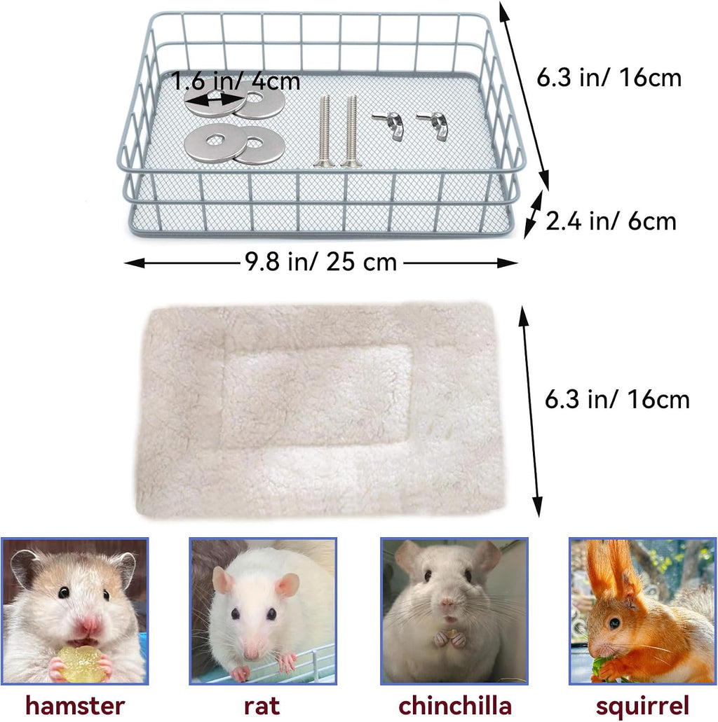 JSLZF Rat Cage Platform with Mat, Metal Chew-Proof Squirrel Ledge