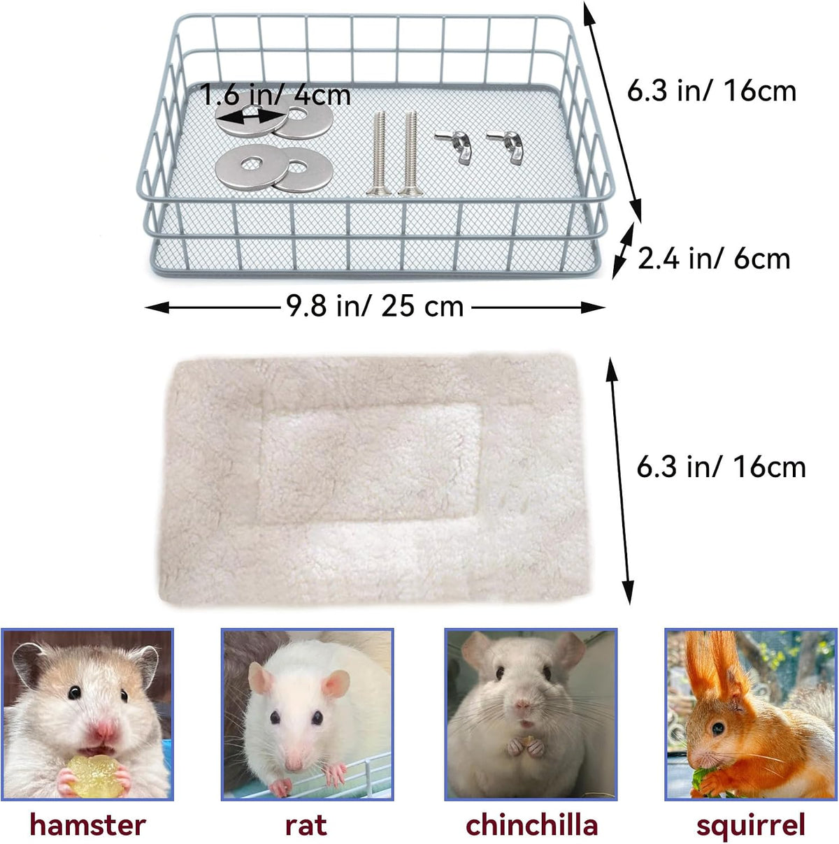 JSLZF Rat Cage Platform with Mat, Metal Chew-Proof Squirrel Ledge